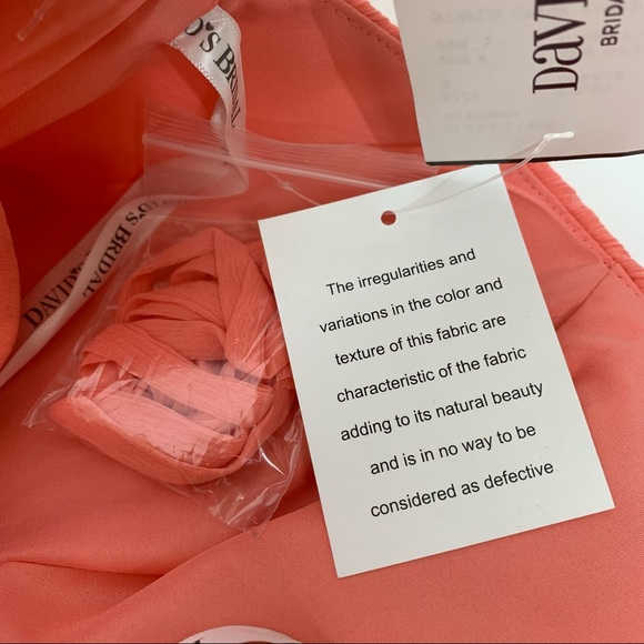 David’s Bridal Crinkle Chiffon Coral Dress Sweetheart Neck Bridesmaid Nwt Size 4 - Picture 11 of 16